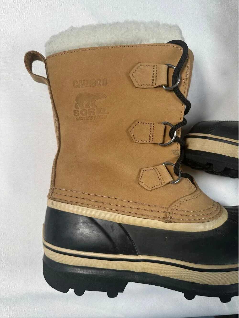 Sorel Caribou Waterproof Winter Snow Boots Buff Tan Nubuck Leather Women's Size7